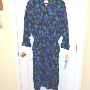 NEW Vtg. Leslie Fay Collections Dress Size 14 Mult colored -478